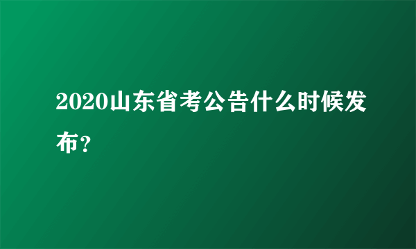 2020山东省考公告什么时候发布？