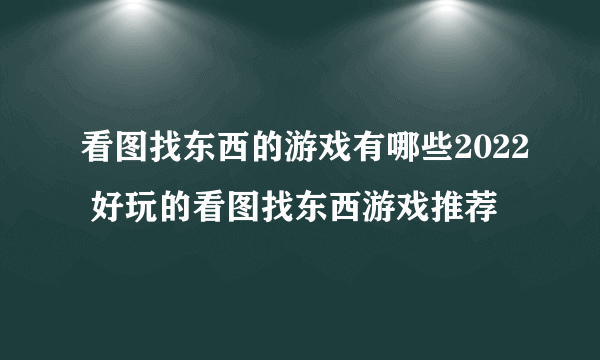 看图找东西的游戏有哪些2022 好玩的看图找东西游戏推荐