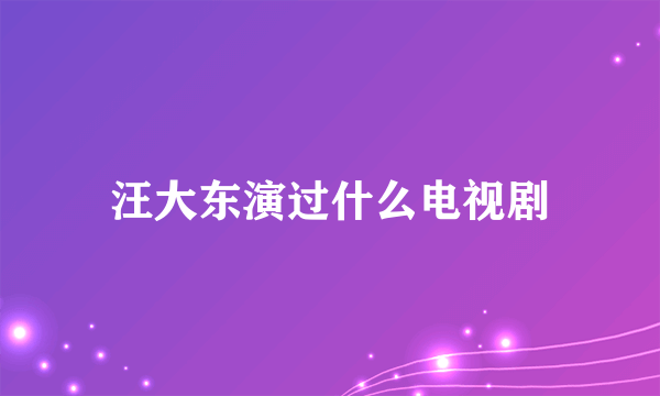 汪大东演过什么电视剧