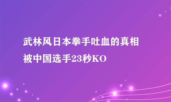 武林风日本拳手吐血的真相 被中国选手23秒KO