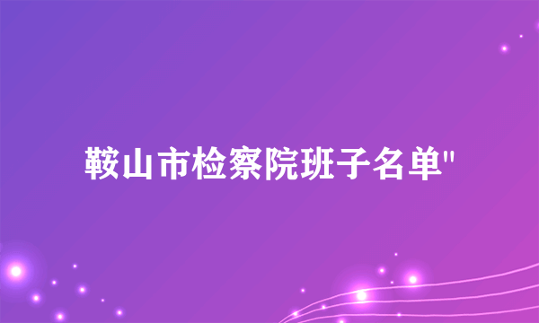 鞍山市检察院班子名单