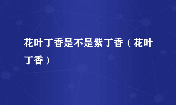 花叶丁香是不是紫丁香（花叶丁香）