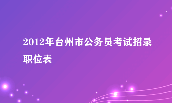 2012年台州市公务员考试招录职位表