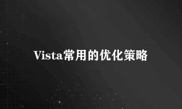 Vista常用的优化策略