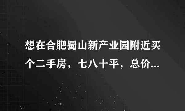 想在合肥蜀山新产业园附近买个二手房，七八十平，总价控制在120万有好的推荐吗？