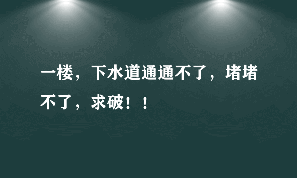 一楼，下水道通通不了，堵堵不了，求破！！