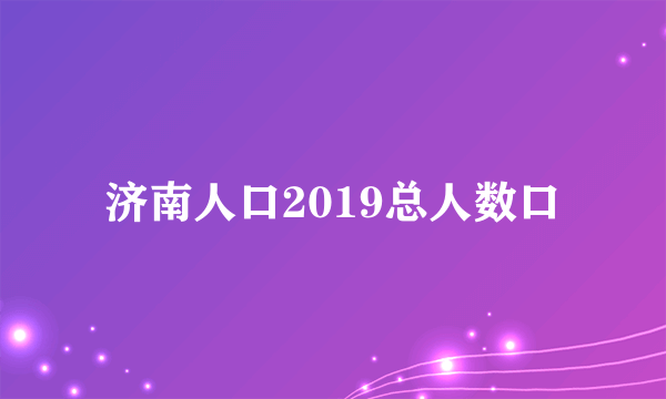 济南人口2019总人数口