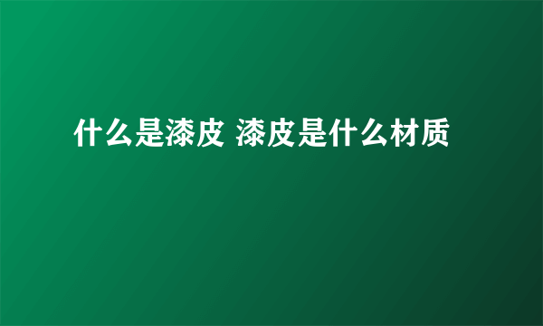 什么是漆皮 漆皮是什么材质