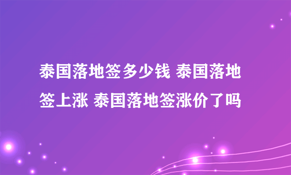 泰国落地签多少钱 泰国落地签上涨 泰国落地签涨价了吗