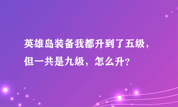 英雄岛装备我都升到了五级，但一共是九级，怎么升？