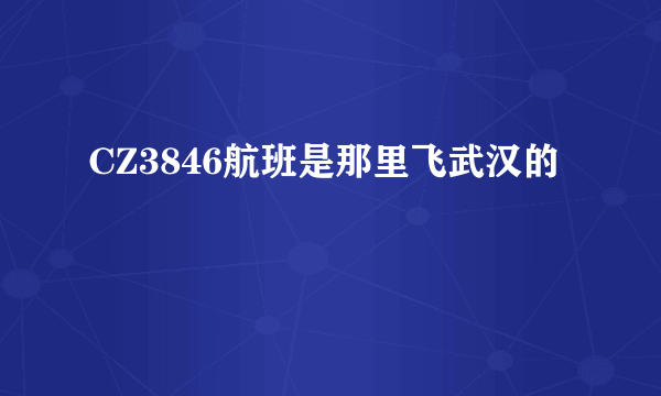 CZ3846航班是那里飞武汉的