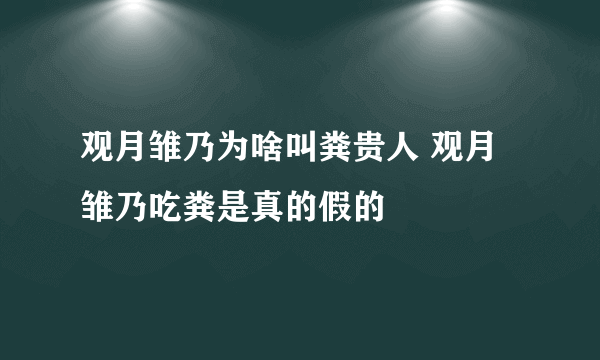 观月雏乃为啥叫粪贵人 观月雏乃吃粪是真的假的