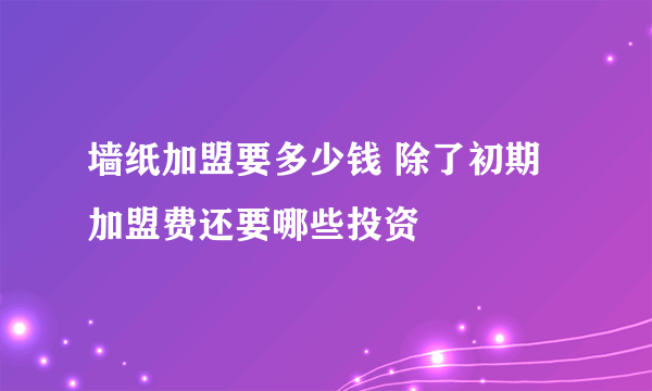 墙纸加盟要多少钱 除了初期加盟费还要哪些投资