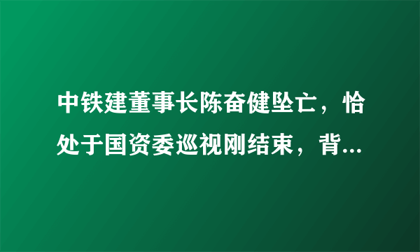 中铁建董事长陈奋健坠亡，恰处于国资委巡视刚结束，背后的原因可能是什么？