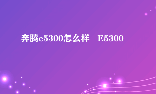 奔腾e5300怎么样   E5300