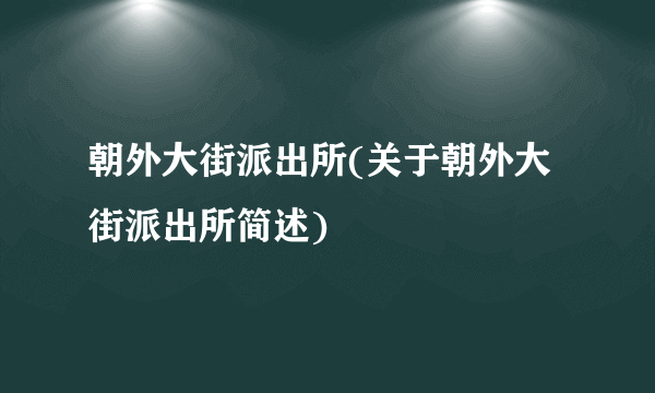 朝外大街派出所(关于朝外大街派出所简述)