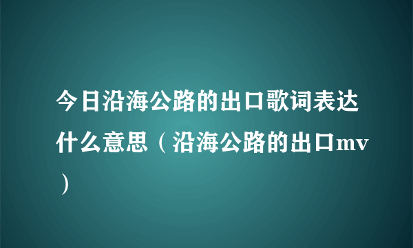 今日沿海公路的出口歌词表达什么意思（沿海公路的出口mv）