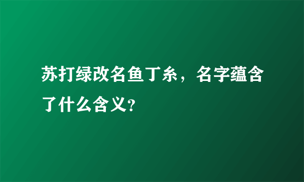 苏打绿改名鱼丁糸，名字蕴含了什么含义？