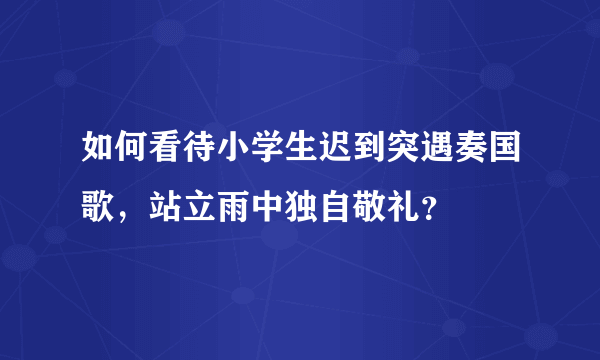 如何看待小学生迟到突遇奏国歌，站立雨中独自敬礼？