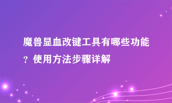 魔兽显血改键工具有哪些功能？使用方法步骤详解