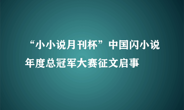 “小小说月刊杯”中国闪小说年度总冠军大赛征文启事