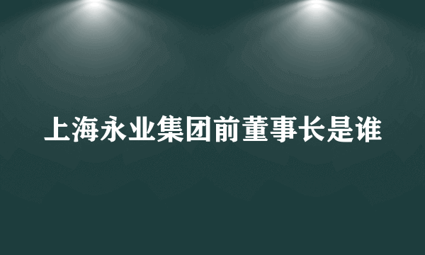 上海永业集团前董事长是谁