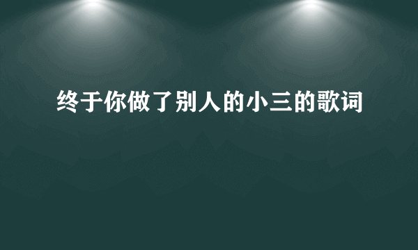 终于你做了别人的小三的歌词