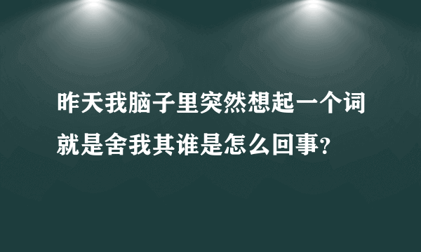 昨天我脑子里突然想起一个词就是舍我其谁是怎么回事？