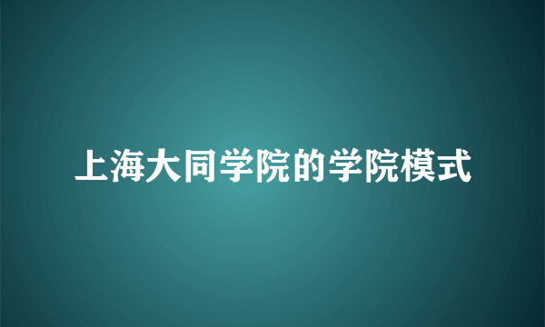 上海大同学院的学院模式