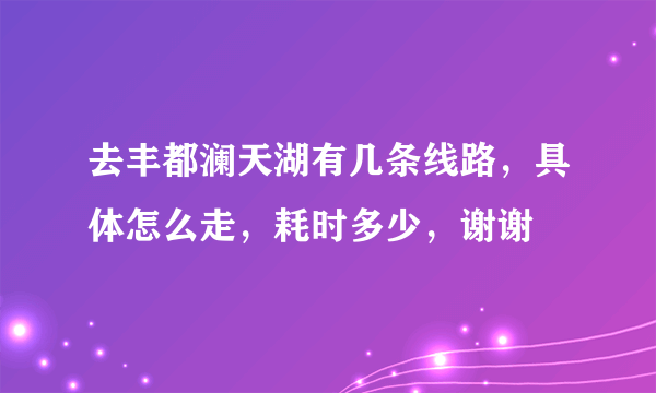 去丰都澜天湖有几条线路，具体怎么走，耗时多少，谢谢