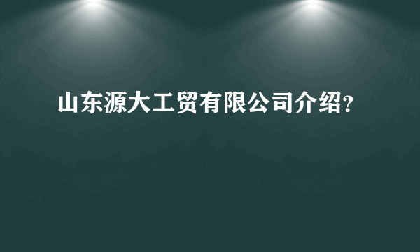 山东源大工贸有限公司介绍？