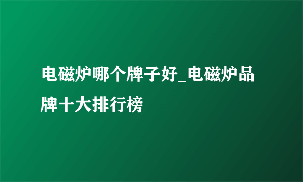 电磁炉哪个牌子好_电磁炉品牌十大排行榜