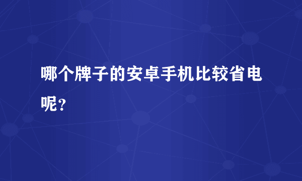 哪个牌子的安卓手机比较省电呢？