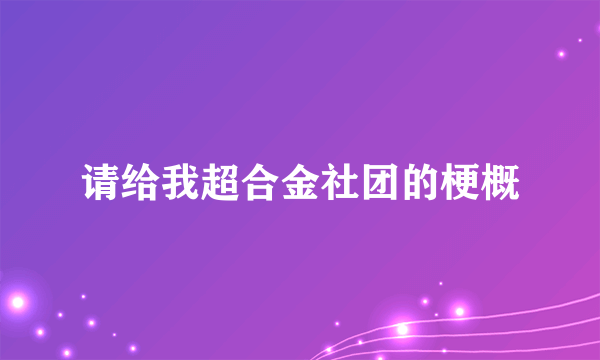 请给我超合金社团的梗概