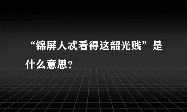 “锦屏人忒看得这韶光贱”是什么意思？