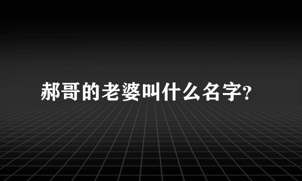 郝哥的老婆叫什么名字？