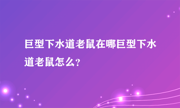 巨型下水道老鼠在哪巨型下水道老鼠怎么？