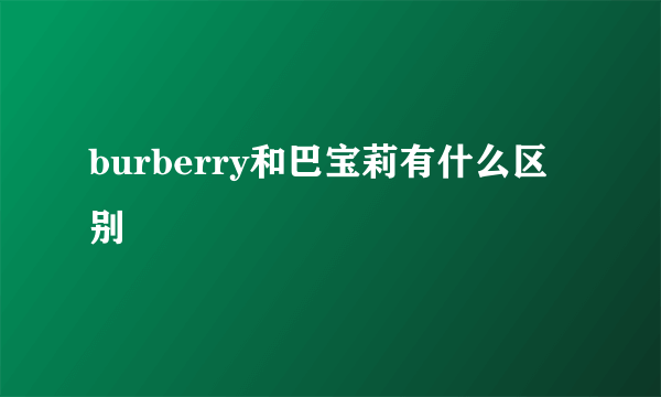 burberry和巴宝莉有什么区别