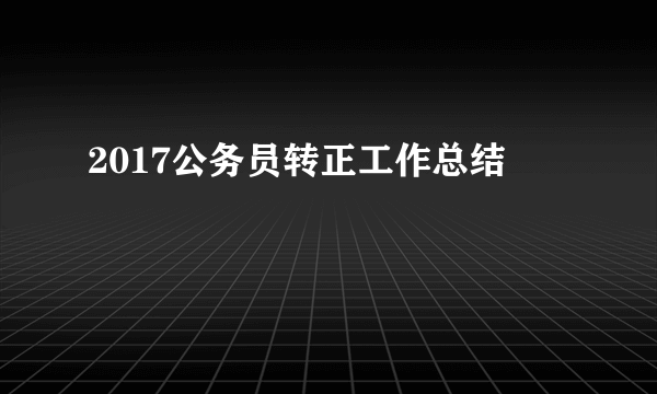 2017公务员转正工作总结