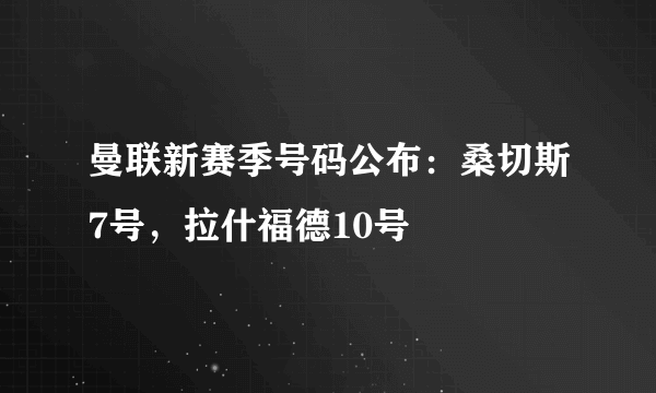 曼联新赛季号码公布：桑切斯7号，拉什福德10号