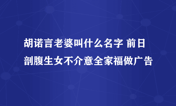 胡诺言老婆叫什么名字 前日剖腹生女不介意全家福做广告