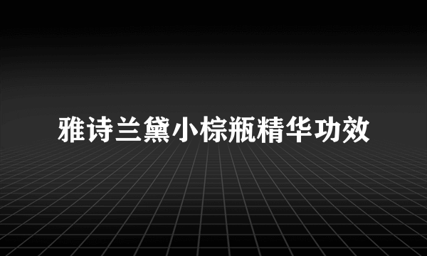 雅诗兰黛小棕瓶精华功效