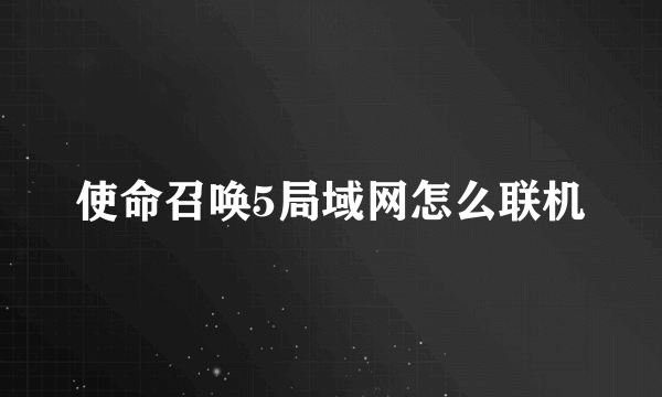 使命召唤5局域网怎么联机