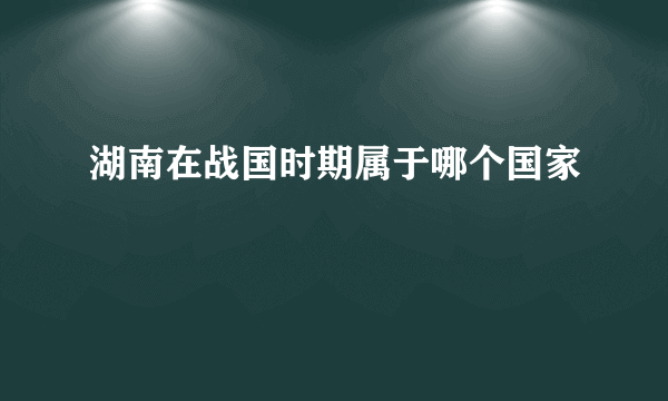 湖南在战国时期属于哪个国家