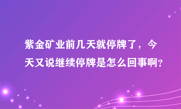 紫金矿业前几天就停牌了，今天又说继续停牌是怎么回事啊？