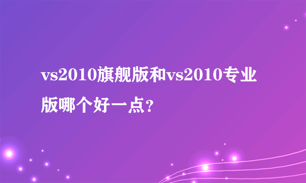 vs2010旗舰版和vs2010专业版哪个好一点？