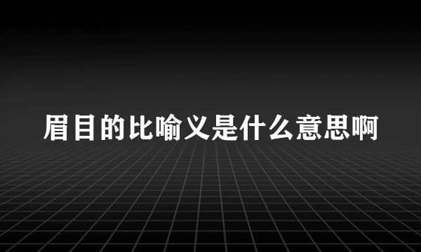 眉目的比喻义是什么意思啊