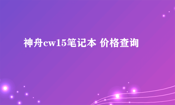 神舟cw15笔记本 价格查询