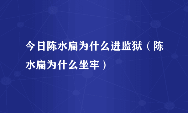 今日陈水扁为什么进监狱（陈水扁为什么坐牢）