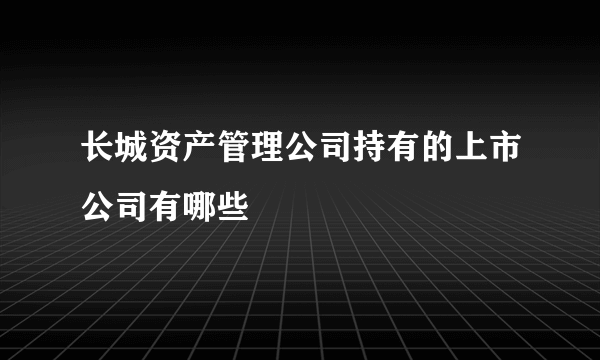 长城资产管理公司持有的上市公司有哪些